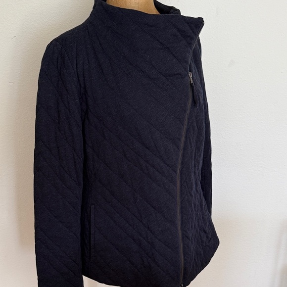 Eileen Fisher sz M Organic cotton Navy  Quilted Moto Jacket great condition - Picture 5 of 8